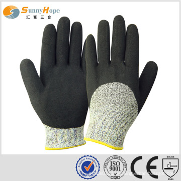 SUNNHOPE Latex sandig beschichtete HPPE Schneidhandschuhe